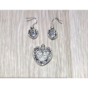 Earrings & Pendant Set - Silver